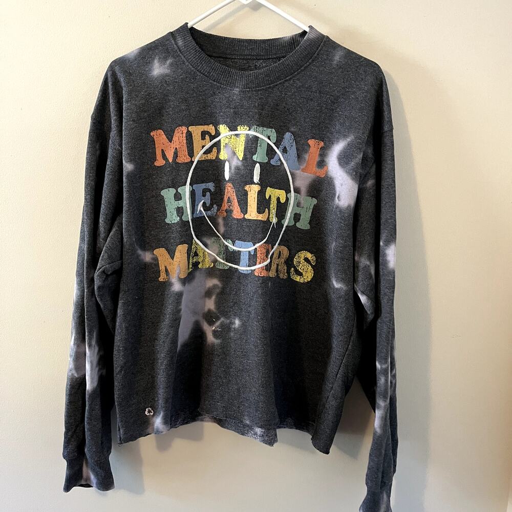 Smiley Mental Health Matters Logo Tie Dye Crewneck Sweatshirt Women's XL